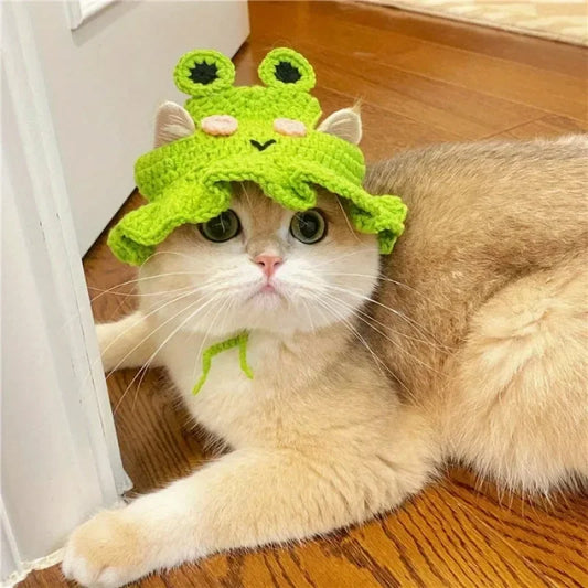 Handmade Cotton Crochet Hat for Cats & Small Dogs