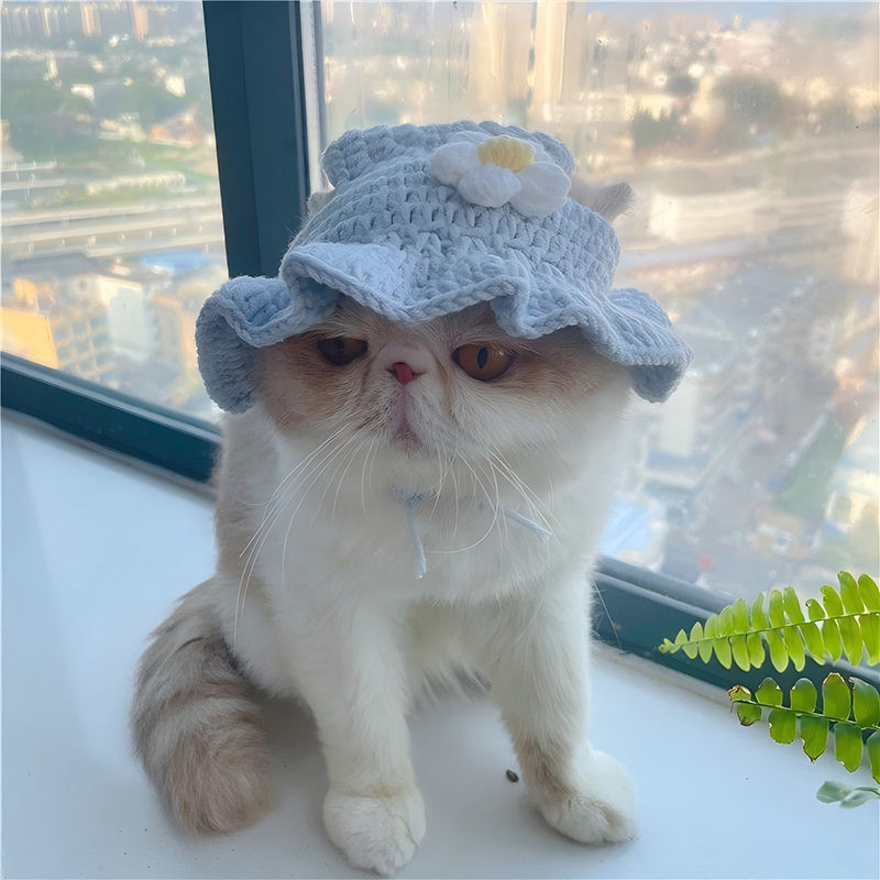 Handmade Cotton Crochet Hat for Cats & Small Dogs