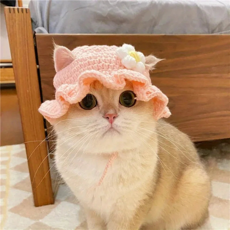 Handmade Cotton Crochet Hat for Cats & Small Dogs