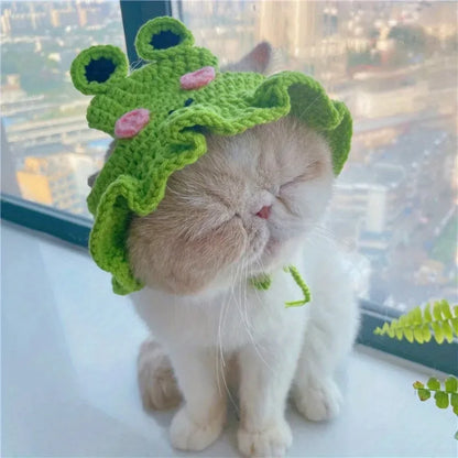 Handmade Cotton Crochet Hat for Cats & Small Dogs