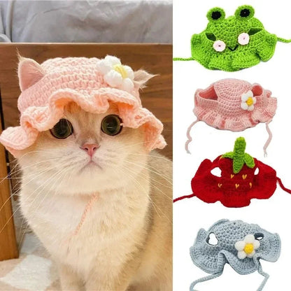 Handmade Cotton Crochet Hat for Cats & Small Dogs